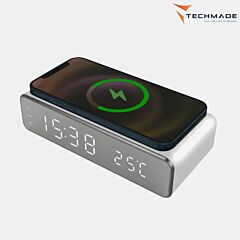 TECHMADE / digitalna budilka z brezžičnim polnjenjem / bela PIKADO.shop®1