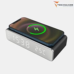 TECHMADE / digitalna budilka z brezžičnim polnjenjem / črna PIKADO.shop®1