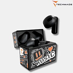 Techmade / brezžične ušesne slušalke / MUSIC / orange / PIKADO.shop®1